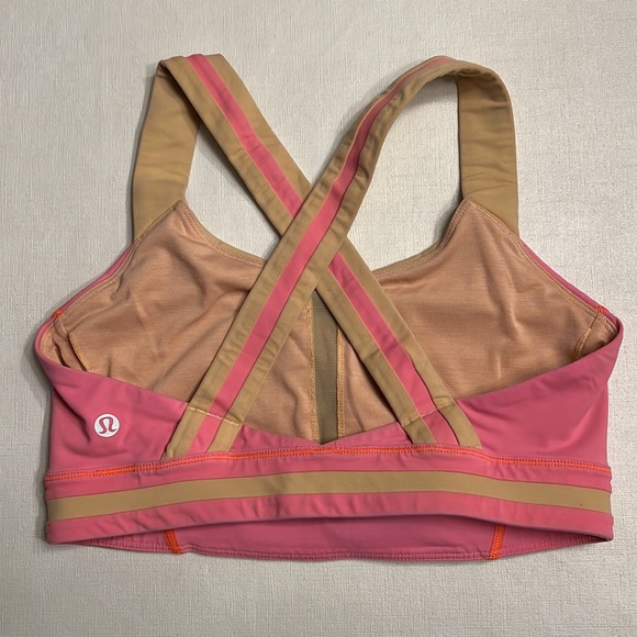 27. Lululemon Rack Pack Sports Bra Pink and Tan - Picture 2 of 4
